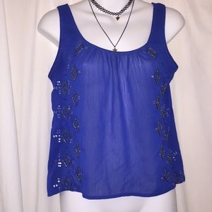 Royal Blue Sequin and Beaded Blouse